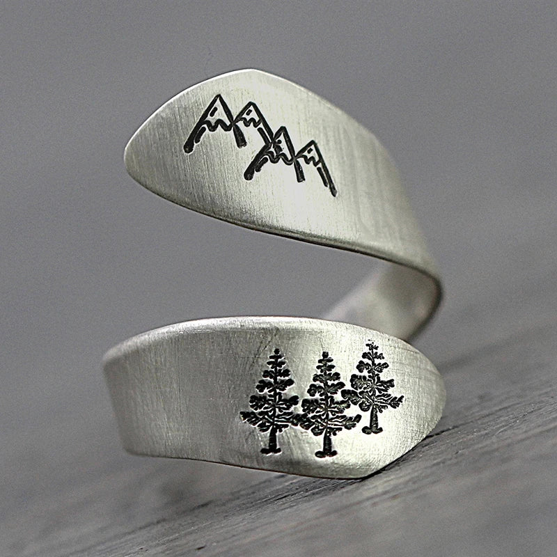 New 925 Sterling Silver Mountain Forest Ring