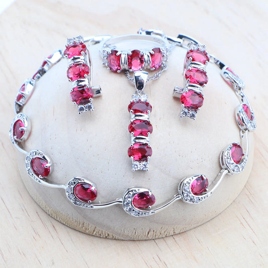 Red Zircon 925 Sterling Silver Jewelry