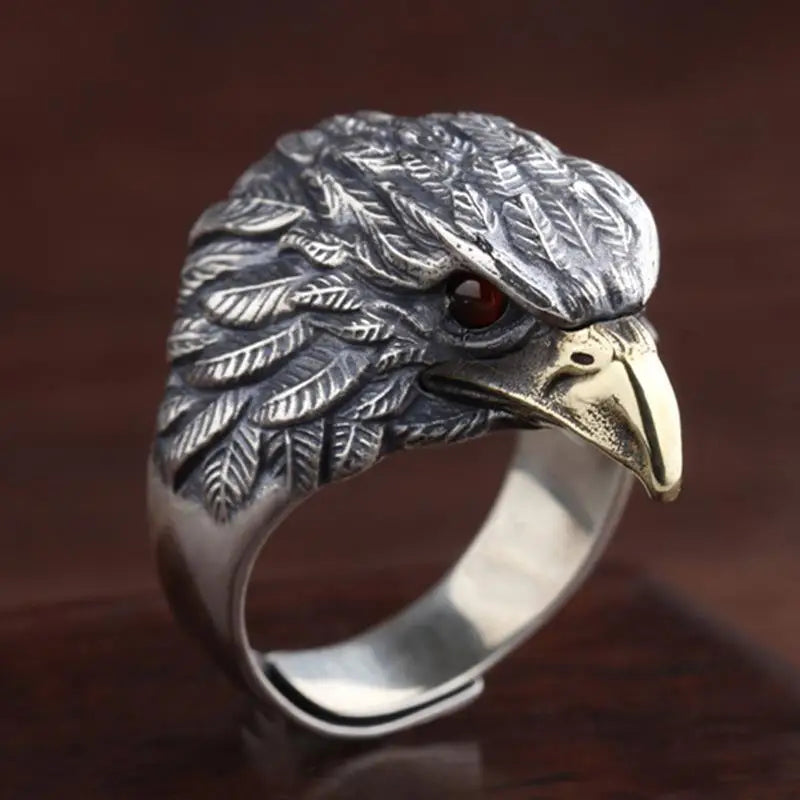 925 Sterling Silver Eagle Adjustable Rings For Women Man