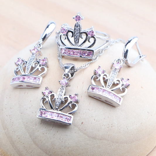 925 Silver Pink Zircon Jewelry