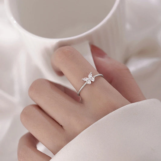 925 Sterling Silver Butterfly Zirconia Ring