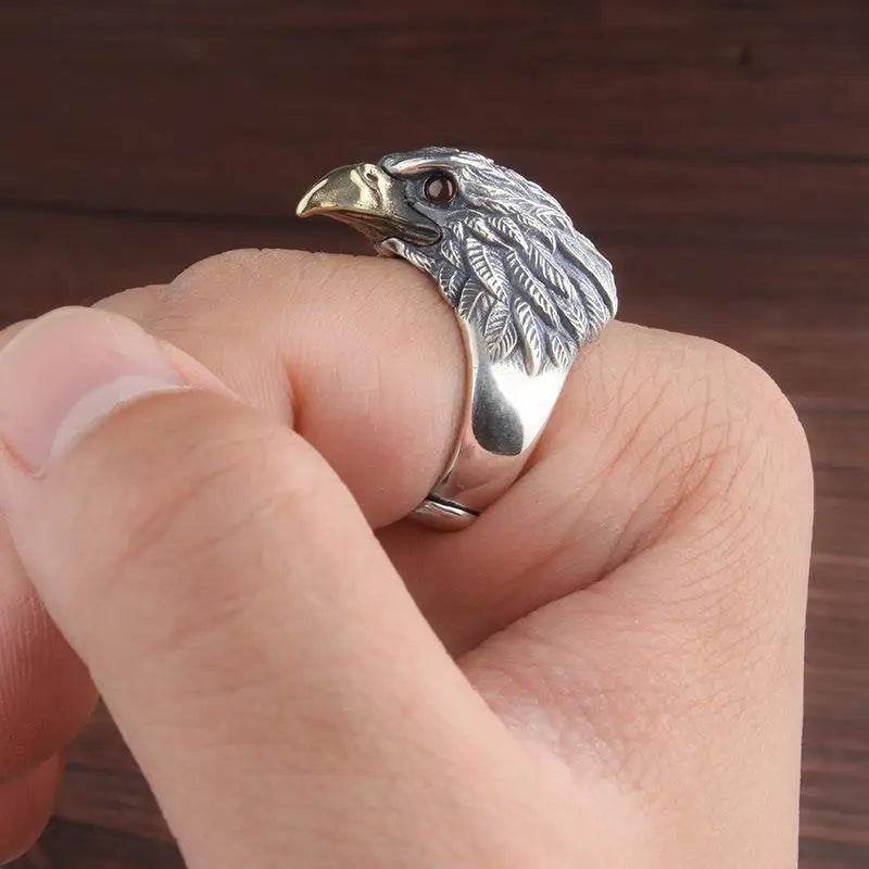 925 Sterling Silver Eagle Adjustable Rings For Women Man