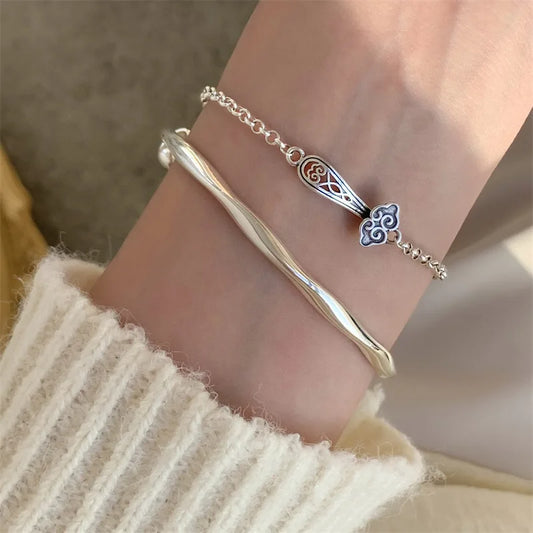 New 925 Sterling Silver Simple Geometric Shape Bracelet