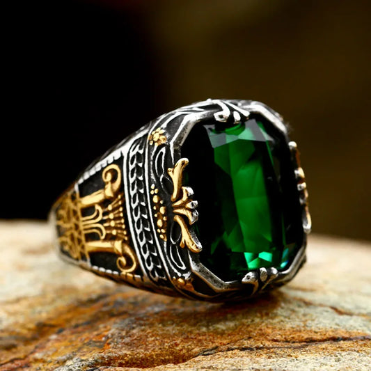 BEIER 2024 New Arrival Stainless Steel Saudi The Arab Green Crystal Rings