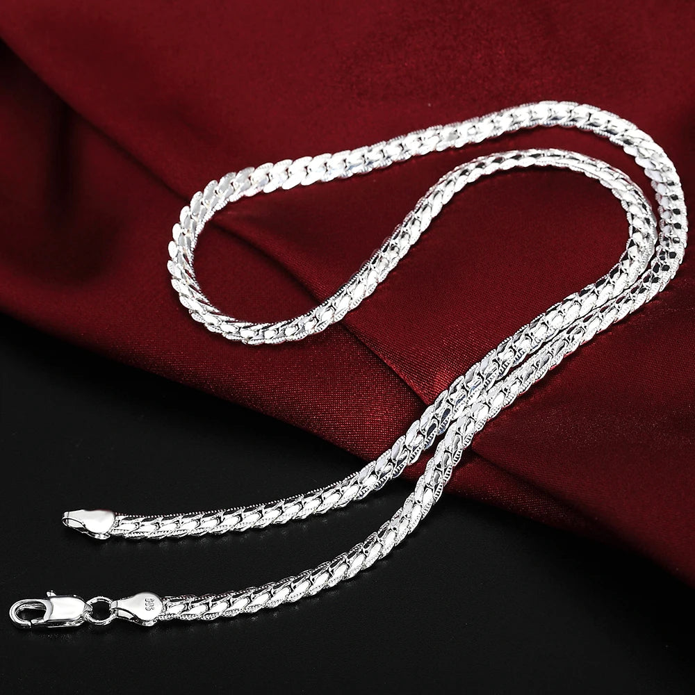 925 Sterling Silver 6MM Full Necklace Bracelet Fashion Jewelry